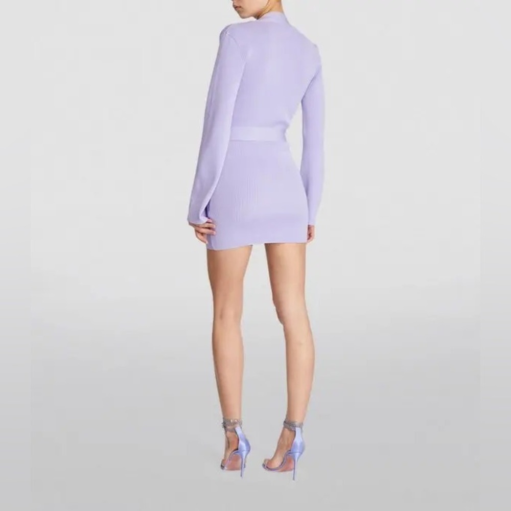 NWT Gauge81 Dress Baha Rib Knit Belted Stretch Long Sleeve Mini Purple Lilac New - Picture 14 of 16